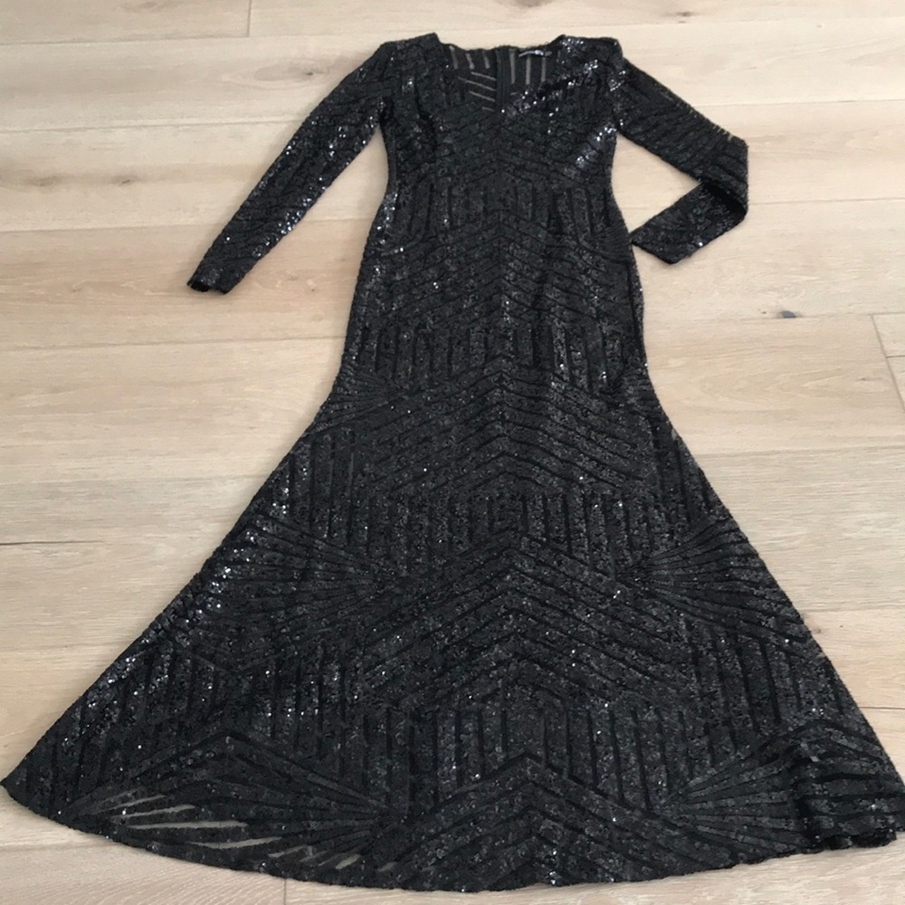 Elegant Black Sequin Evening Gown